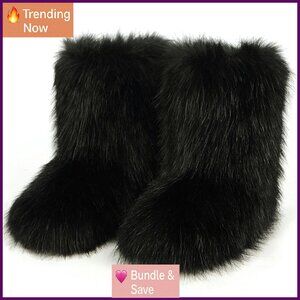 Women's Faux Fur Mid Calf Snow Boots, Non-Slip Winter Boots, Size Available